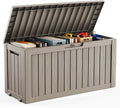 DRATO 75 Gallon Deck Box, Waterproof Resin Large Outdoor Storgae Box for Patio Furniture, Patio Cushions, Gardening Tools, Pool Supplies, Lockable（Gray，75 Gallon） by DRATOprovidesawarmandcozy