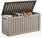 DRATO 75 Gallon Deck Box, Waterproof Resin Large Outdoor Storgae Box for Patio Furniture, Patio Cushions, Gardening Tools, Pool Supplies, Lockable（Gray，75 Gallon） by DRATOprovidesawarmandcozy