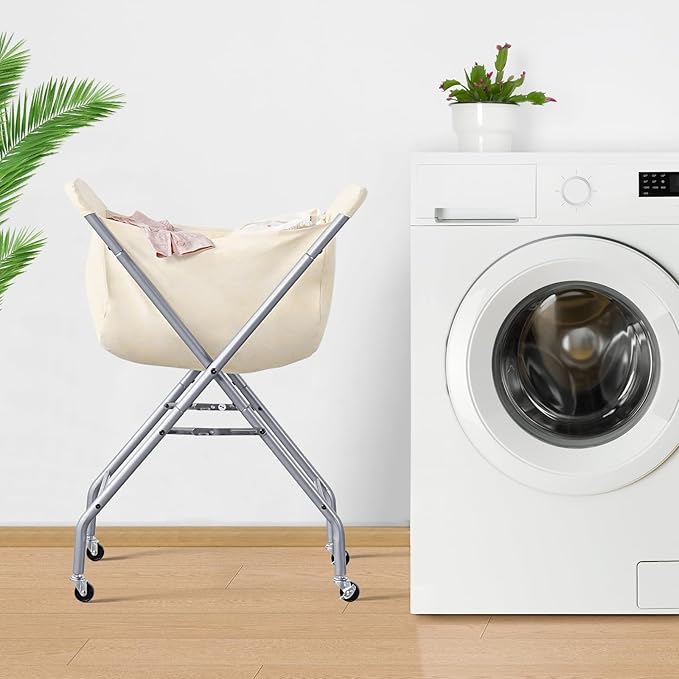 ELYKEN Laundry Cart with Wheels, 32”H Easy Rolling Laundry Hamper with - Image 7