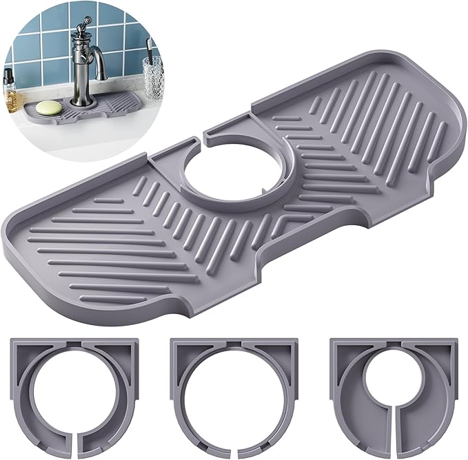 Faucet Mat for Kitchen Sink，6° Slope Sink Splash Guard，Splash Guard for Kitchen by CandleWarmerLamp