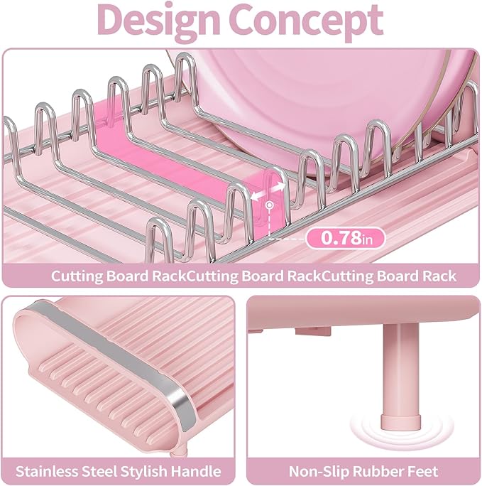 TOOLF Small Dish Drying Rack, Mini Expandable Compact Dish Rack, Slim - Image 3