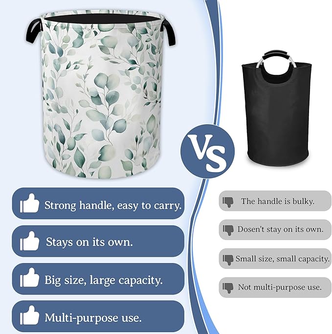 Eucalyptus Spring Botanical Laundry Basket, Foldable Oxford Cloth Laundry Hamper - Image 3