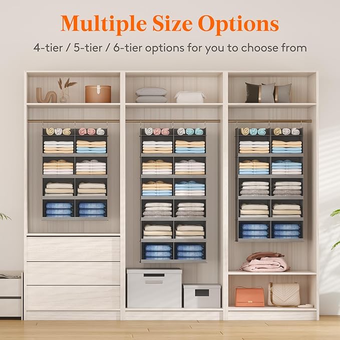 Lifewit Dual-Row 6 Tier Hanging Closet Organizer and Storage, Wide Clothes - Image 7