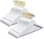 Amber Home 30 Pack Solid Wood Suit Coat Hangers, Smooth White Finish Wooden by AmberHome