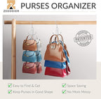 ZEDODIER Purse Organizer for Closet, 3 Pack Rotatable Sturdy Purse Hanger Bag - Image 2