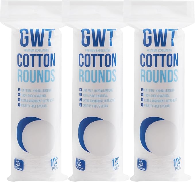 GWT Premium Cotton Rounds for Face, 100% Pure & Lint-Free Cotton Pads, Soft & by GWT