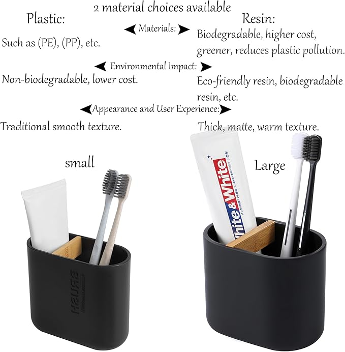 rejomiik Thick Resin Toothbrush Holders Bamboo Tooth Brushing Holder - Image 3