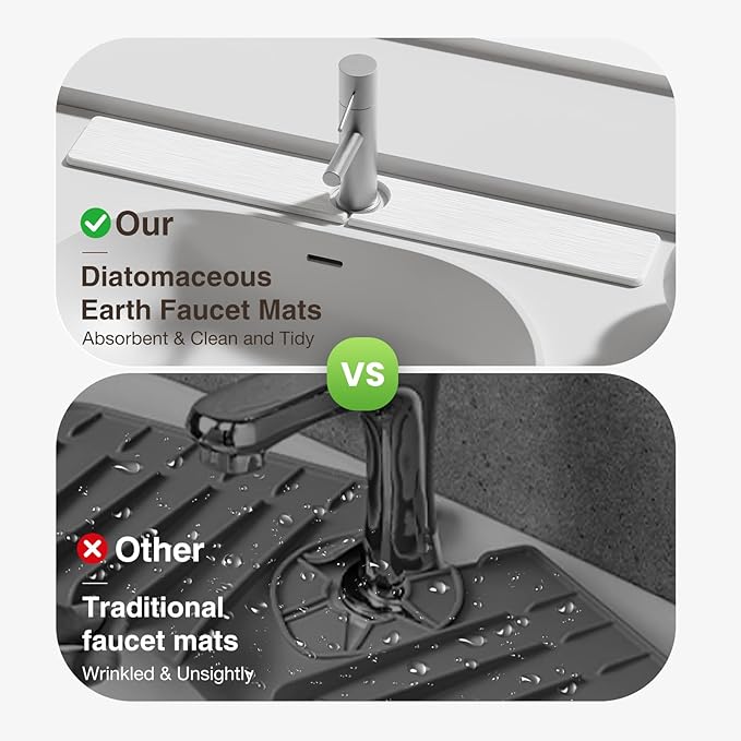 30" x 4" Stone Faucet Mat for Kitchen Sink, Quick Drying Diatomite Sink Tray - Image 6