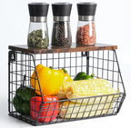 Fruit Bowl for Kitchen Counter Stackable Wall Mounted Hanging Basket Wire Basket by Wawocs