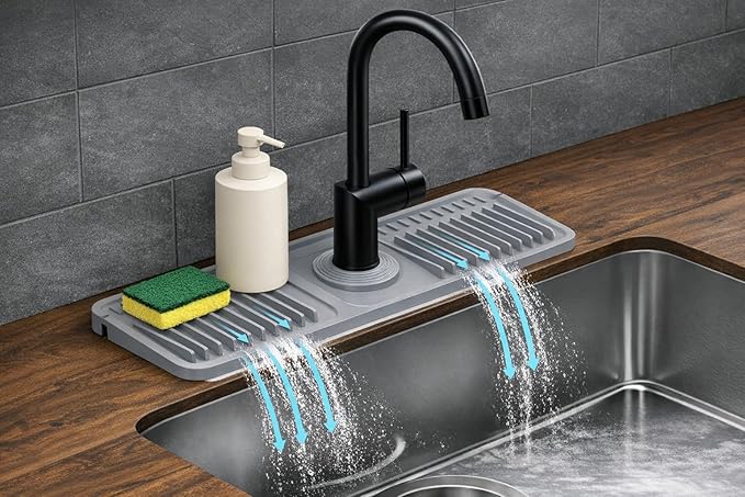 Silicone Faucet Mat for Kitchen Sink, Sink Splash Guard & Faucet Drip Tray by Unknown