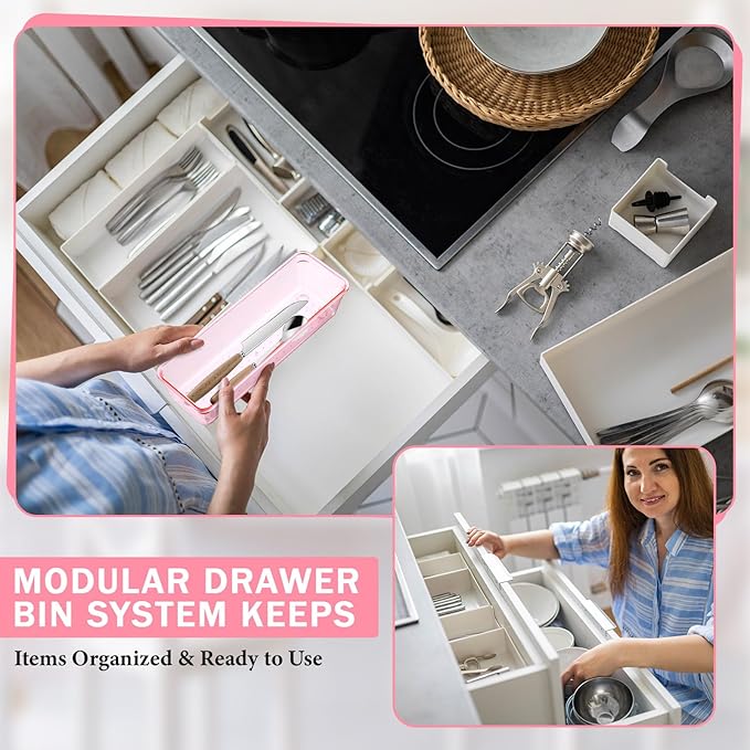 Maitys 12 Pcs Clear Drawer Organizer 9 x 3 x 2 Inches Plastic Rectangle Trays - Image 5