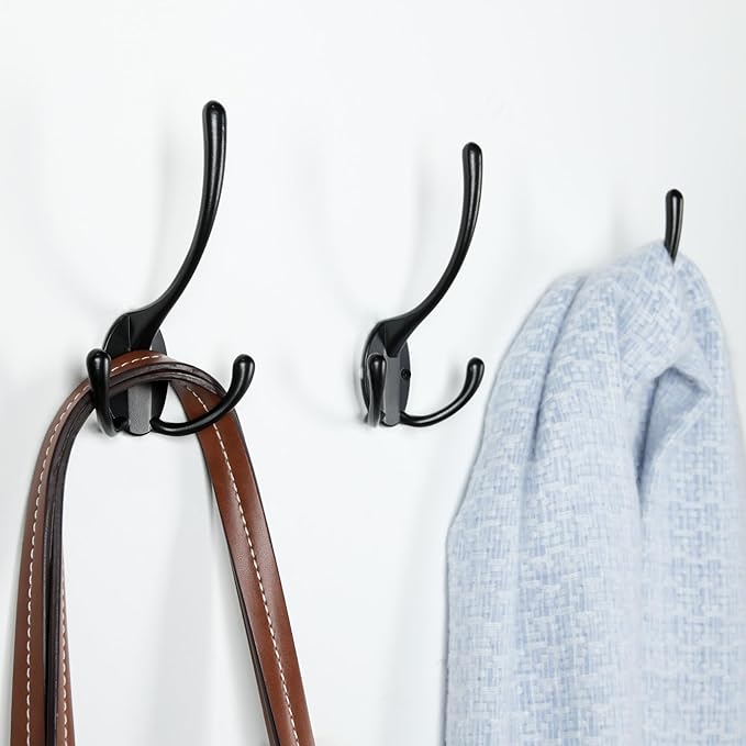 Aynoo 5 Pack Big Heavy Duty Three Prongs Coat Hooks, Wall Hooks, Wall Mounted - Image 2