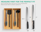 Bamboo Kitchen Drawer Organizer Boxes – 15" x 6" Stackable Wood Silverware - Image 9