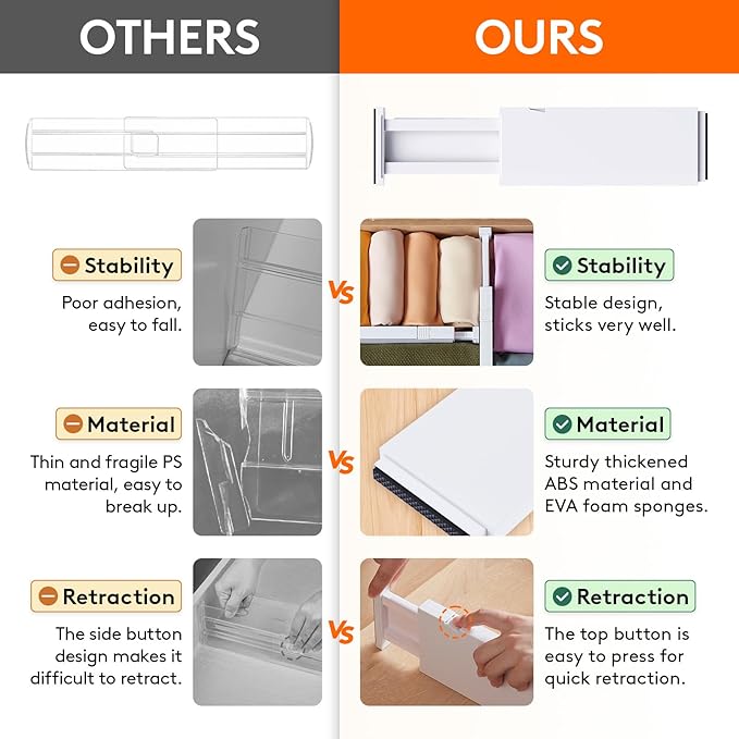 Lifewit 18 Pack Drawer Dividers 4" High 28-43.5cm/11-17" Adjustable Drawer - Image 4