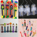 Winlyn 50 Sets Unfinished Wood Doll Pins Doll Clothespins Wooden Round Peg Wood - Image 4