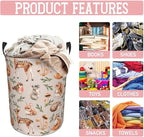 Forest Little Animal Laundry Hamper Bag, Deer Squirrel Hedgehog Fox Round - Image 8