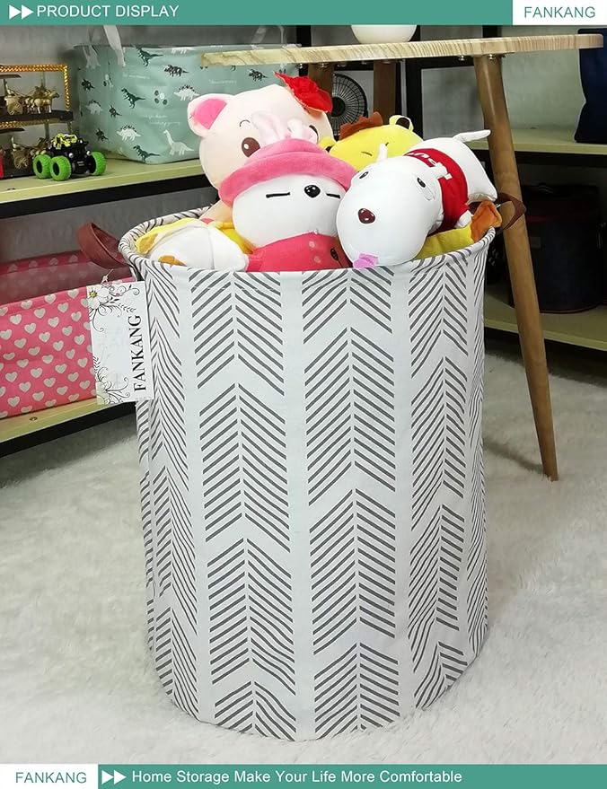 FANKANG Storage Basket, Nursery Hamper Canvas Laundry Basket Foldable - Image 3