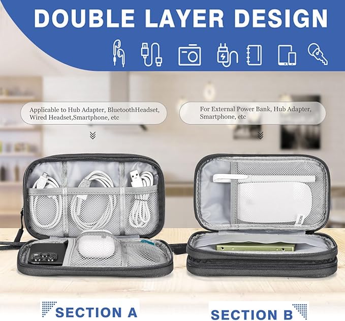 Electronics Organizer Case, Cable Organizer Bag Waterproof Electronic - Image 3