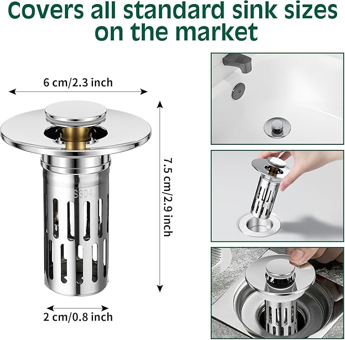 3 in 1 Sink Drain Strainer - Image 2