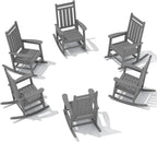 SERWALL HDPE Outdoor Rocking Chair Set of 6, Patio Rocking Chairs for Adults, All Weather Outdoor Rockers for Lawn, Grey by SERWALL