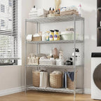 Xcity Storage Shelves, 4 Tier Heavy Duty Metal Shelving Unit with Wheels, 1600 LBS Capacity Adjustable Steel Wire Shelf Organizer for Pantry, Kitchen, Garage, 18" D x 36" W x 60" H, Chrome - Image 5
