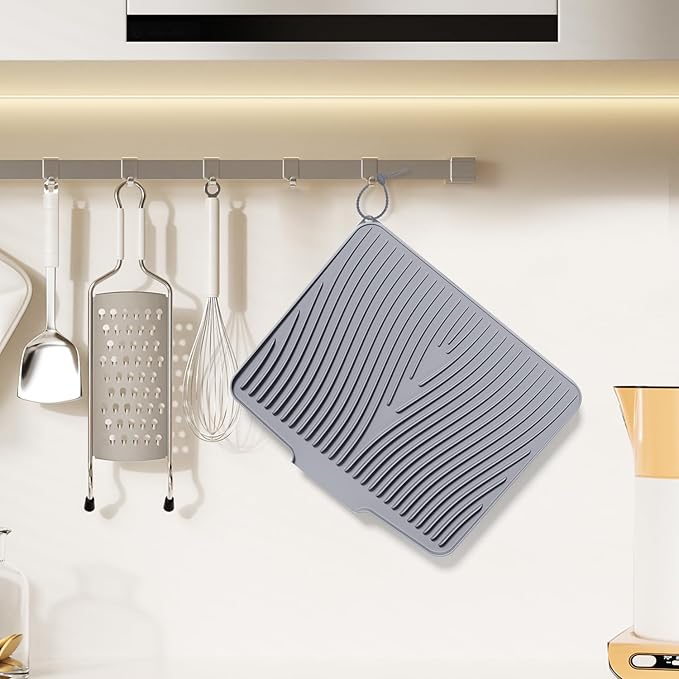 Silicone Dish Drying Mat for Kitchen Counter, Non-Slip Drain Pad, Dish Drying - Image 6