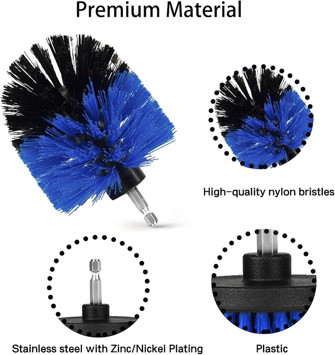 Drill Brush Attachment Set, 7 Pack 1/4in Power Scrubber Brush + Extend Long Rod - Image 4
