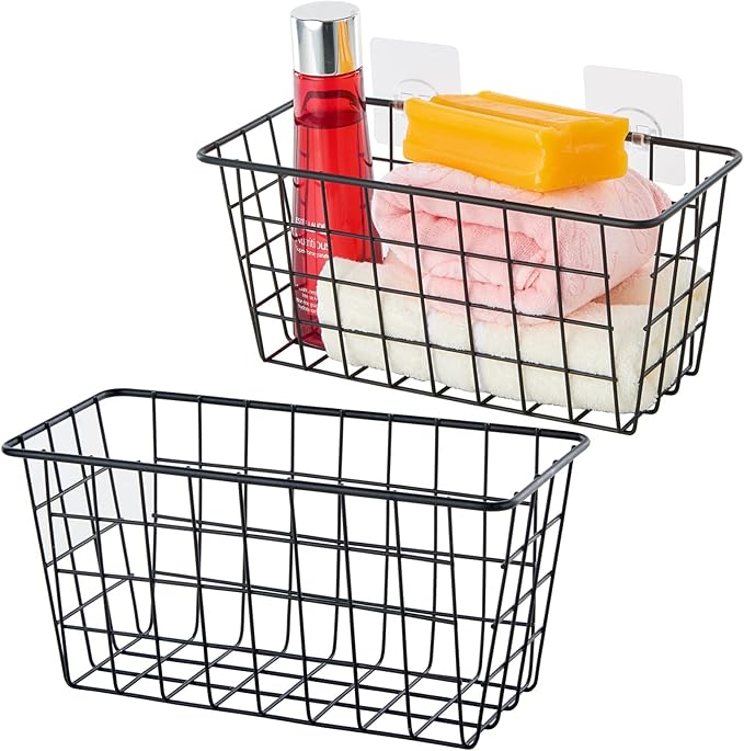2 Pack Hanging Storage Basket, Bathroom Basket, Household Goods, by JUNCHUCHERRY