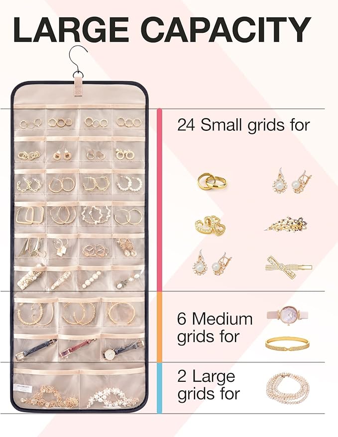 BAGSMART Hanging Jewelry Organizer Storage Roll - Image 3