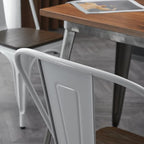 Nazhura Metal Dining Chair Farmhouse Tolix Style for Kitchen Dining Room Café Restaurant Bistro Patio, 18 Inch, Stackable, Waterproof Indoor/Outdoor (Sets of 4) (White with Wood Padding) - Image 7
