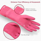 Mamison 2 Pairs Reusable Waterproof Household Dishwashing Cleaning Rubber Gloves - Image 2