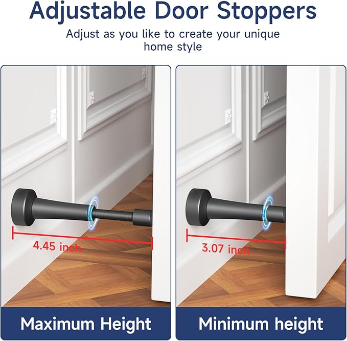 2Pcs Adjustable Door Stopper, 3.07-4.45in Aluminum Door Stoppers - Image 3