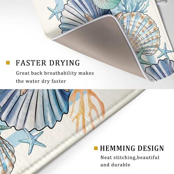 Sea Shell Starfish Summer Dish Drying Pad 18 x 24 Inch - Image 3