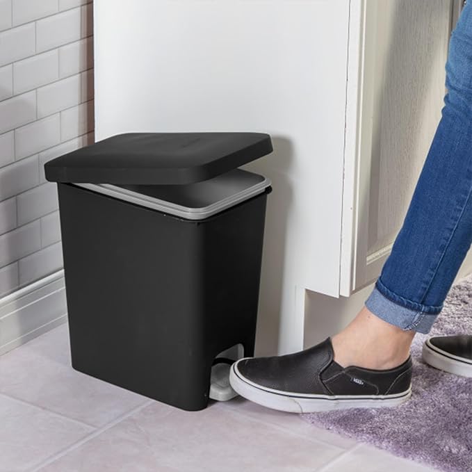 Sterilite 2.7 Gallon Rectangular Step On Kitchen Trash Bin Plastic Indoor - Image 4