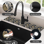 2PCS 24" X 5.5" Kitchen Sink Splash Guard Faucet Mat Floral Flower Super - Image 6