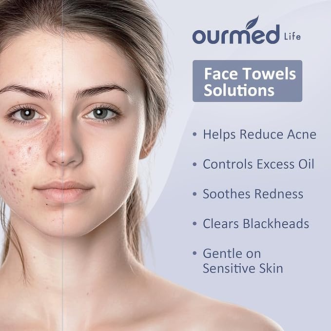 Ourmed Life Face Towels, Disposable Biodegradable Clean Facial Wash Cloth - Image 2