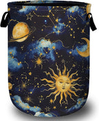 Sun Moon Laundry Basket, Foldable Cloudy Starry Night Laundry Hamper Tote Bag by Unknown