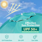 AMMSUN Shade Umbrella, Premium Portable Umbrella with Stand, 6.5ft Lightweight Free Standing Canopy for Sporting Games, Adjustable Instant Sun Protection and Easy to Carry, Turquoise - Image 4