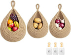 Halidali Hanging Fruit Baskets for Kitchen, 3 Pack Boho Cotton Rope Handwoven by Unknown