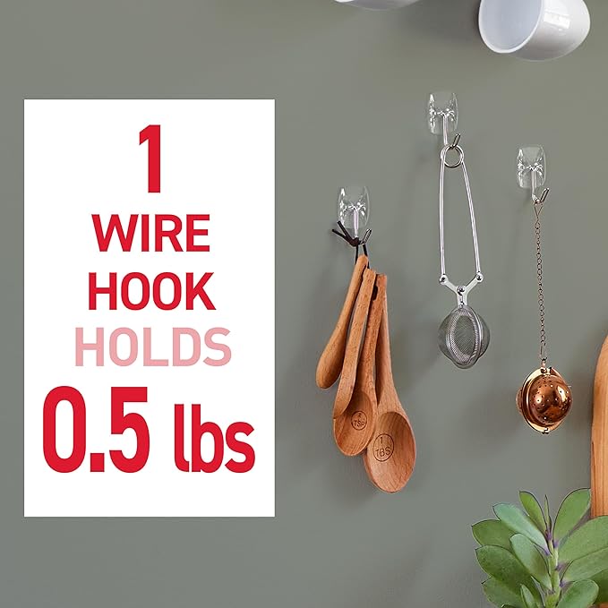 Command Small Clear Wire Toggle Hooks, 10 Wall Hook and 12 Strips, Damage-Free - Image 3