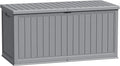 Flamaker Resin Deck Box 270 Gallon, Waterproof Imitation-Wood Lockable Storage Box with Separator Plate Outdoor Indoor, Garden, Patio Furniture for Tools&Pool Accessories (Gray) by Flamaker