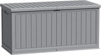 Flamaker Resin Deck Box 270 Gallon, Waterproof Imitation-Wood Lockable Storage Box with Separator Plate Outdoor Indoor, Garden, Patio Furniture for Tools&Pool Accessories (Gray) by Flamaker