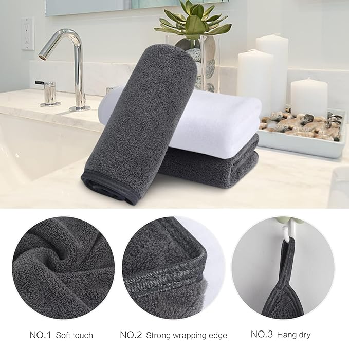 SINLAND Absorbent Coral Velvet Washcloth Ultra Soft Microfiber Face Towels 12 x - Image 3
