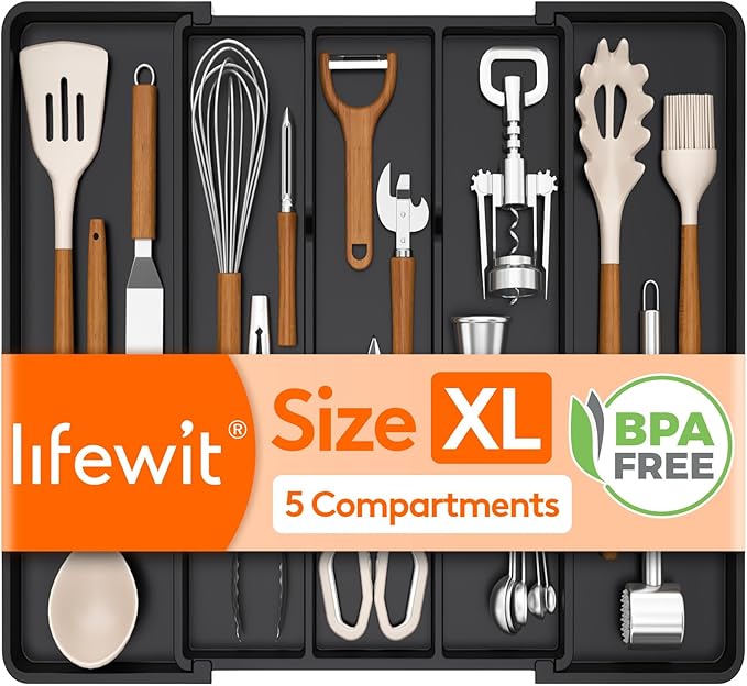 Lifewit Utensil Organizer for Kitchen Drawers, Expandable Cooking Utensil Tray by Lifewit