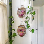Elsjoy Set of 2 Hanging Onion Basket, Wall Mount Small Wicker Baskets - Image 9