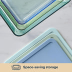 Pyrex Colors Tinted Glass Rectangle Food Storage Container Set, Snug Fit - Image 4