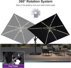 PURPLE LEAF 10 Feet Patio Umbrella with Base Outdoor Patio Solar Powered LED Swivel Square Umbrella Aluminum Offset Umbrella with 360-degree Rotation for Garden Deck Pool Patio, Navy Blue - Image 8