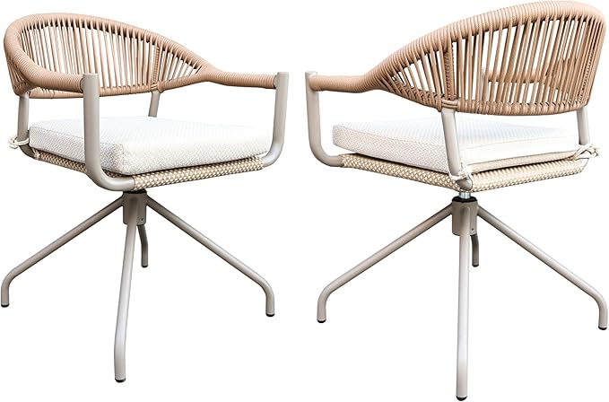 TWT Patio Dining Chairs Outdoor Stackable Dining Chairs for All Weather, Breathable Textilene Garden Outdoor Furniture for Backyard Deck (Brown, Rotatable Set of 2) by TWT