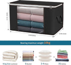 Large Storage Bags, 3 Pack Clothes Storage Bins Foldable Closet Organizers - Image 2