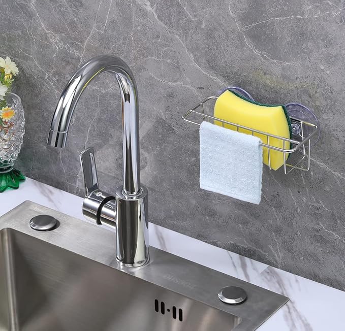 Sink Caddy Sponge Holder for Kitchen Sink Dish Cloth Hanger 2 Suspension Options - Image 7